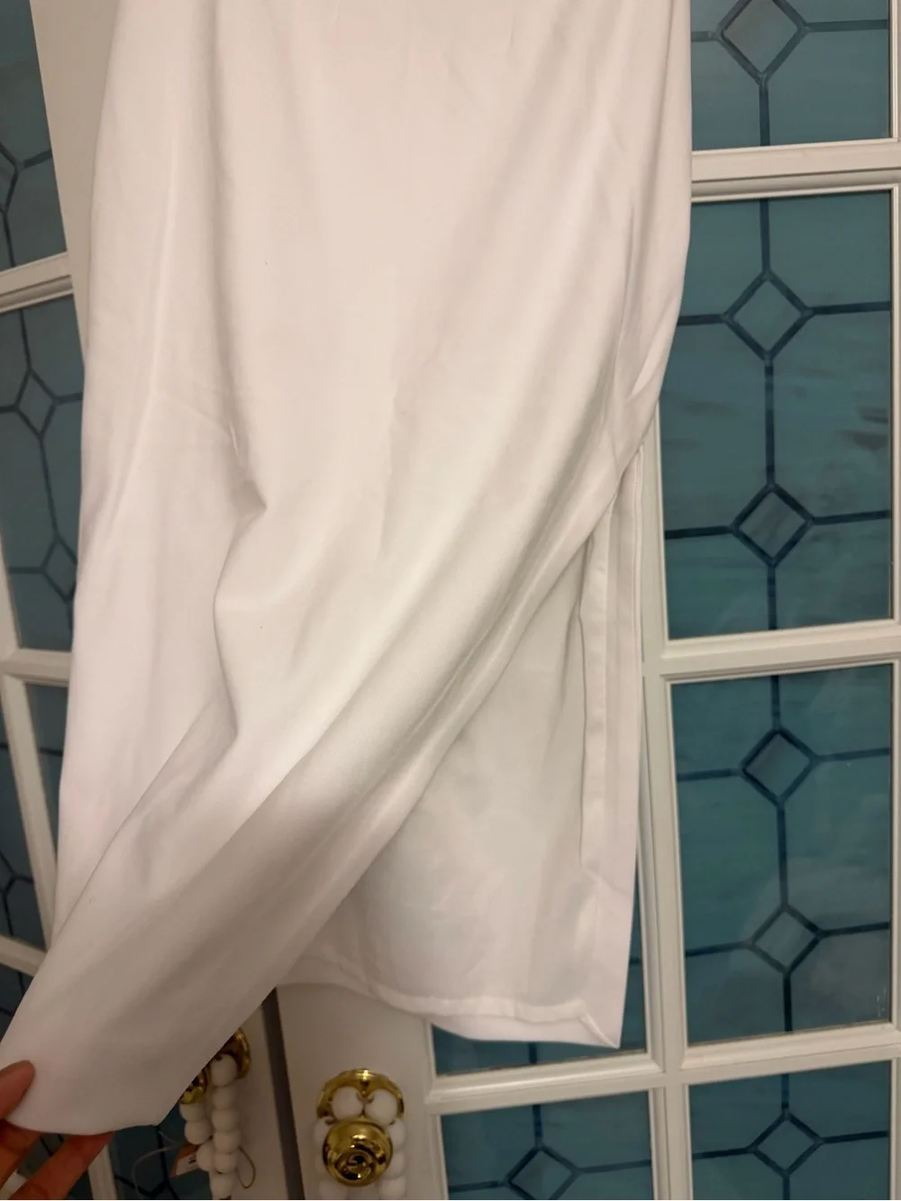Express White Pencil Midi Skirt with Side Slit Detail - Picture 3 of 10